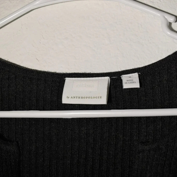 Anthropologie Tunic Sweater Sz M Merino Wool Neutral Lagenlook Minimalist Soft - Picture 9 of 14